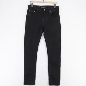 Nudie Lean Dean Jeans Mens 28x30 Black Dry Cold Black Slim Tapered